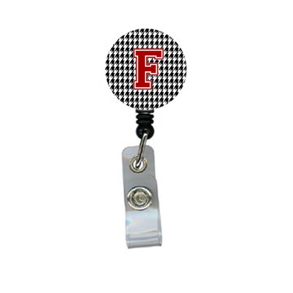 Carolines Treasures Houndstooth Black Initial F Monogram Initial Retractable Badge Reel Or Id Holder With Clip - CJ1021-F-BR