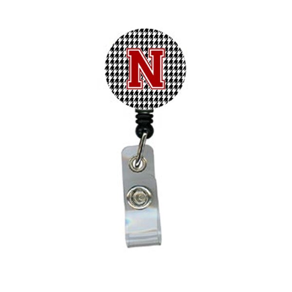 Carolines Treasures Houndstooth Black Initial N Monogram Initial Retractable Badge Reel Or Id Holder With Clip - CJ1021-N-BR