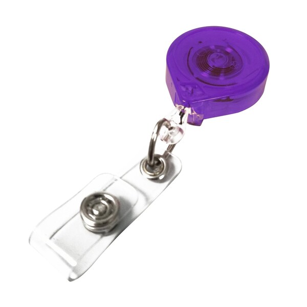 Key-Bak Round MINI-BAK, Transluscent Purple, Swivel Clip , ID Badge Strap, 25PK - 0217-016-25