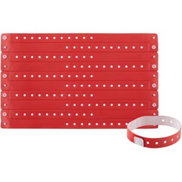 Coolcollectibles Colored Vinyl Wristbands, Red, 100PK - CO3192712
