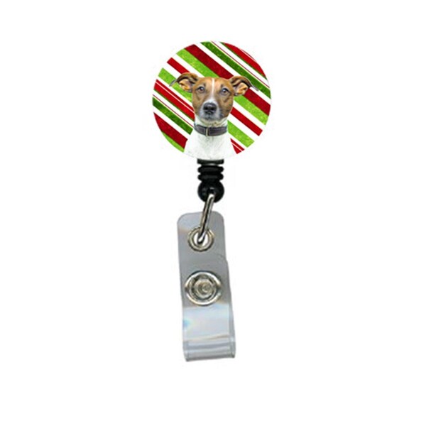 Carolines Treasures Candy Cane Holiday Christmas Jack Russell Terrier Retractable Badge Reel - KJ1169BR