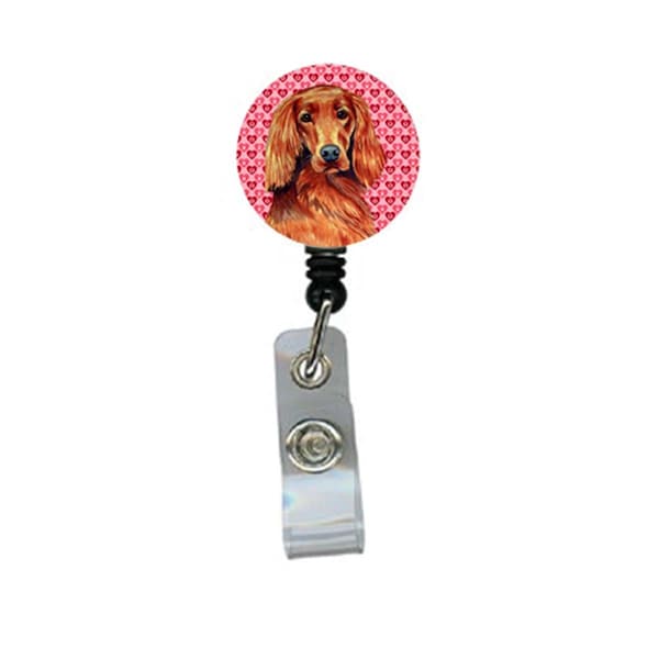 Carolines Treasures Irish Setter Valentines Love and Hearts Retractable Badge Reel or ID Holder with Clip - LH9164BR