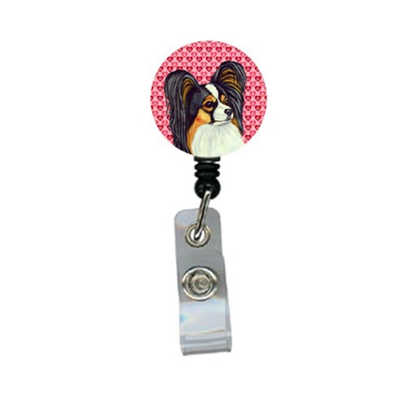 Carolines Treasures Papillon Valentines Love and Hearts Retractable Badge Reel or ID Holder with Clip - LH9165BR
