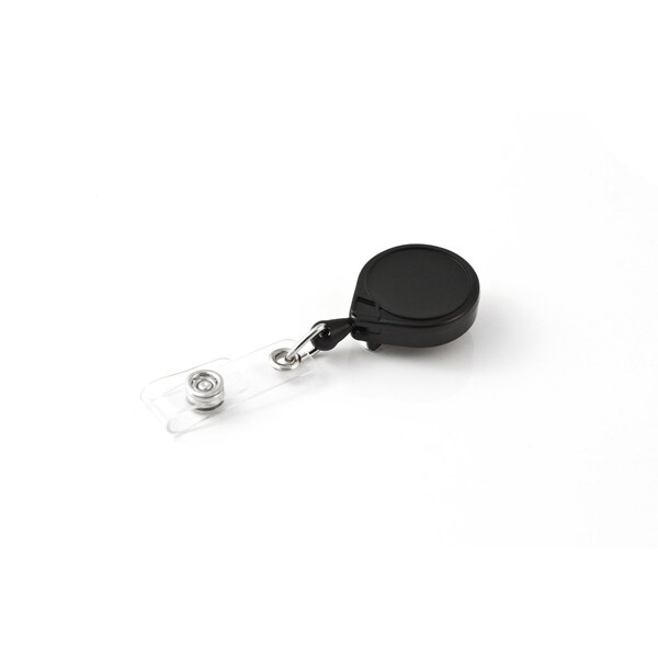 Key-Bak Round MINI-BAK, Black, Belt Clip, ID Badge Strap, 25PK - 0057-006-25