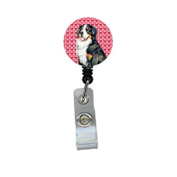Carolines Treasures Bernese Mountain Dog Valentines Love and Hearts Retractable Badge Reel or ID Holder with Clip - LH9154BR