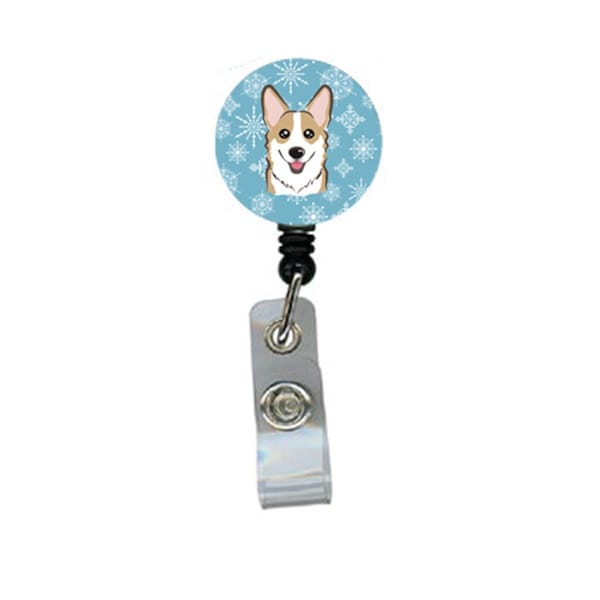 Carolines Treasures Snowflake Sable Corgi Retractable Badge Reel - BB1687BR