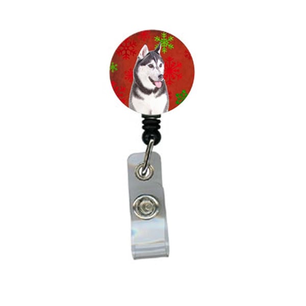 Teacher&Aposs Aid Red Snowflakes Holiday Christmas Alaskan Malamute Retractable Badge Reel - TE2916487