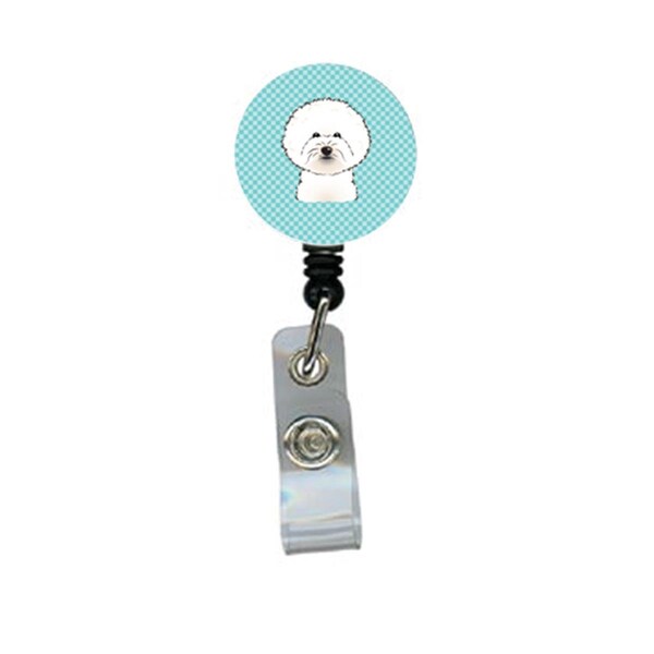 Carolines Treasures Checkerboard Blue Bichon Frise Retractable Badge Reel - BB1155BR