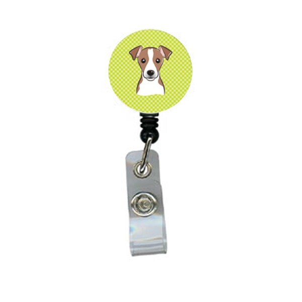 Carolines Treasures Checkerboard Lime Green Jack Russell Terrier Retractable Badge Reel - BB1322BR