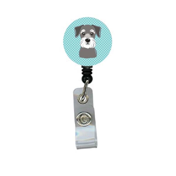 Carolines Treasures Blue Checkered Schnauzer Retractable Badge Reel - BB1136BR