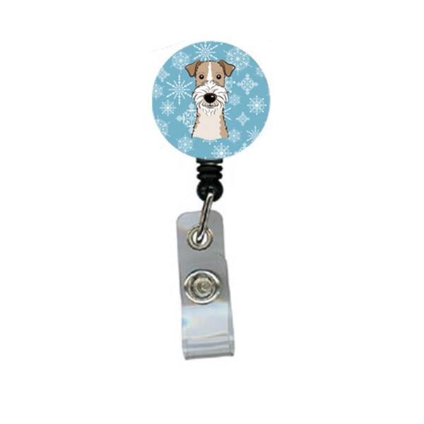 Carolines Treasures Snowflake Wire Haired Fox Terrier Retractable Badge Reel - BB1681BR