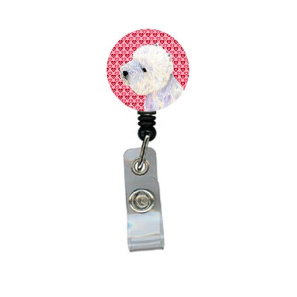 Carolines Treasures Westie Valentines Love and Hearts Retractable Badge Reel or ID Holder with Clip - LH9135BR