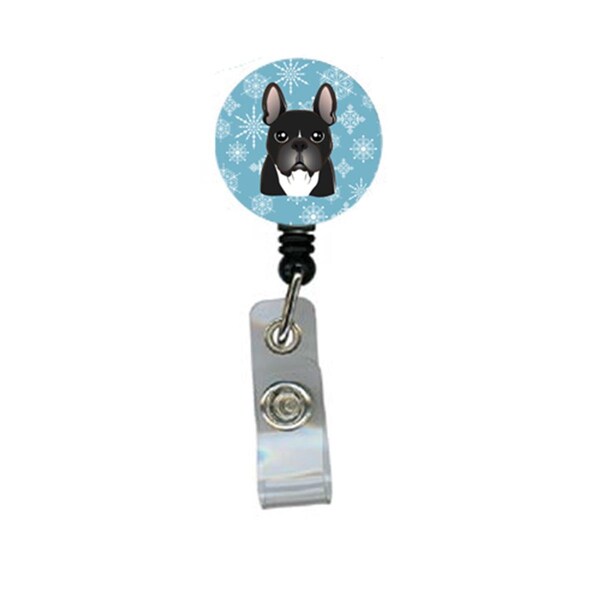 Carolines Treasures Snowflake French Bulldog Retractable Badge Reel - BB1661BR