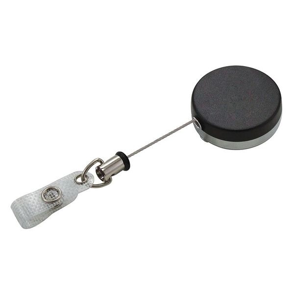 Lucky Line Badge Reel, Black/Chrome, Steel Cord, 3/4" - G422