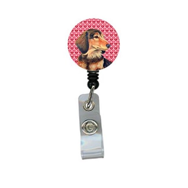 Teacher'S Aid Dachshund Valentines Love and Hearts Retractable Badge Reel or ID Holder with Clip - TE243378