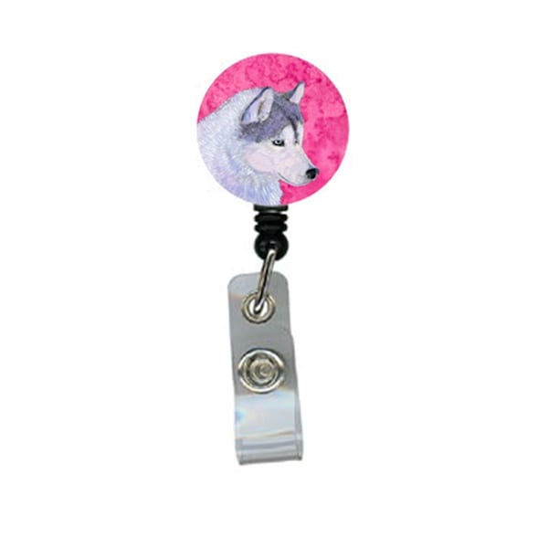 Carolines Treasures Siberian Husky Retractable Badge Reel Or Id Holder With Clip - SS4740-PK-BR