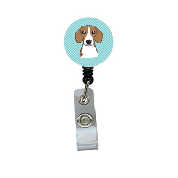 Carolines Treasures Checkerboard Blue Beagle Retractable Badge Reel - BB1177BR