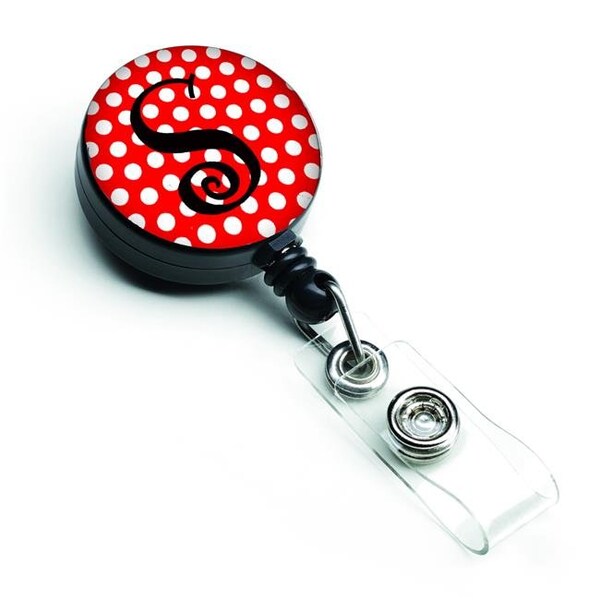 Carolines Treasures Carolines Treasures CJ1012-SBR Monogram Initial S Red & Black Polka Dots Retractable Badge Reel - CJ1012-SBR