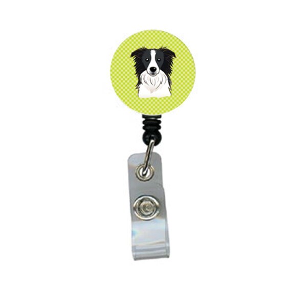 Carolines Treasures Checkerboard Lime Green Border Collie Retractable Badge Reel - BB1303BR