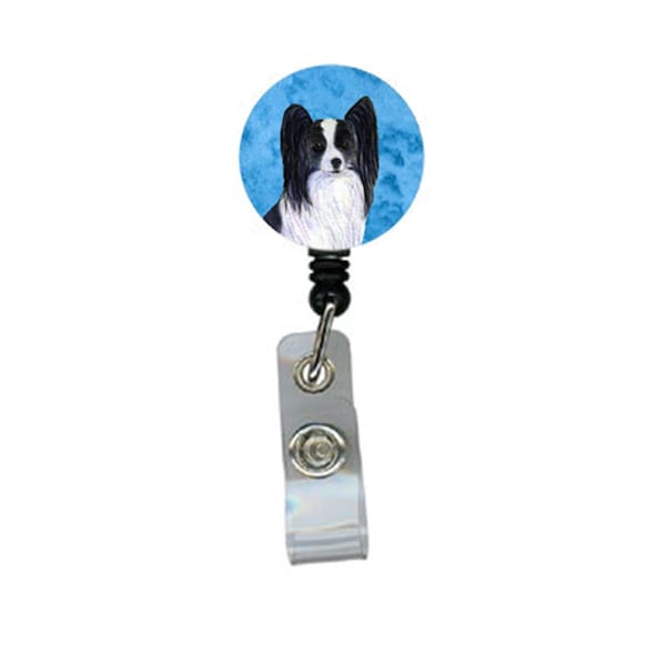 Carolines Treasures Papillon Retractable Badge Reel Or Id Holder With Clip - SS4781-BU-BR
