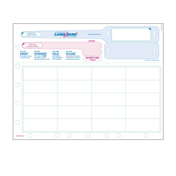 Nevs Laser Band - Adult Wristband w/20 Labels 8-1/2" x 11" - LB-2-L2