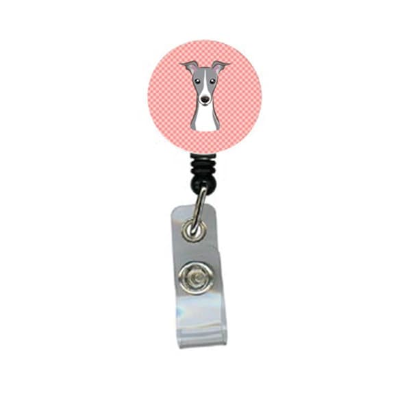 Carolines Treasures Checkerboard Pink Italian Greyhound Retractable Badge Reel - BB1236BR
