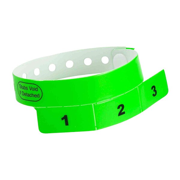 Identiplus ID Wristband, Vinyl, Cash Tag, Green, PK500 - VC3-01