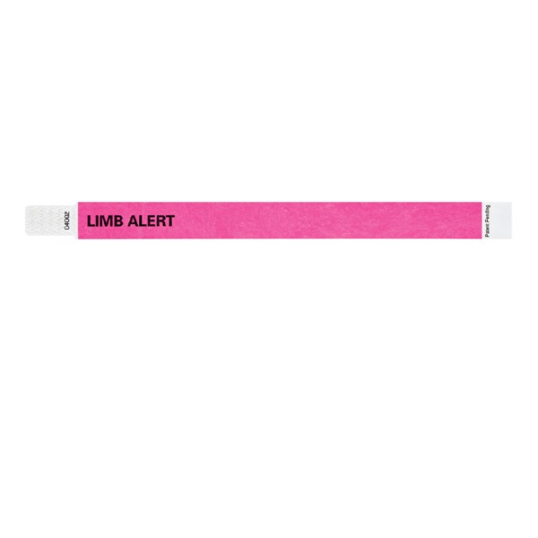 Nevs Wristband - Tyvek - Limb Alert 3/4" x 10" Pink w/Black - WB-0025