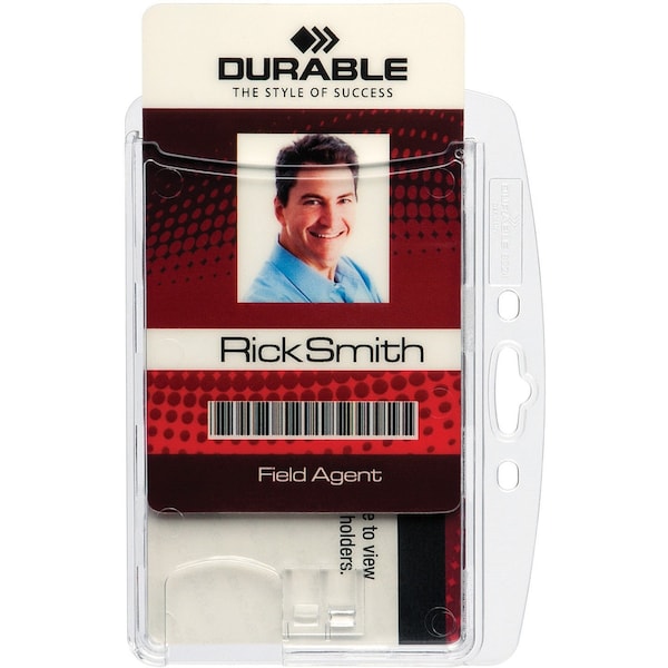 Durable Office Products ID Badge Holder, Dual, Shell Style, PK10 - 892419