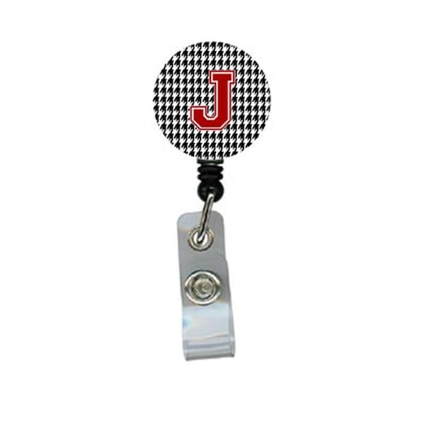 Carolines Treasures Carolines Treasures CJ1021-J-BR Houndstooth Black Initial J Monogram Initial Retractable Badge Reel Or Id Holder With Clip - CJ1021-J-BR