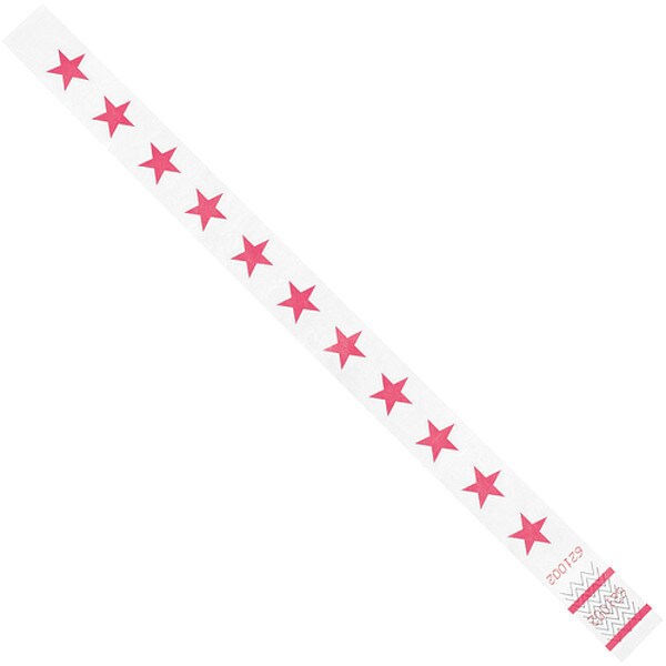 Tyvek Tyvek Wristbands, 3/4" x 10", Pink Stars, 500/Case - WR104PK