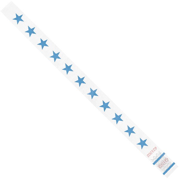 Tyvek Tyvek Wristbands, 3/4" x 10", Blue Stars, 500/Case - WR104BE