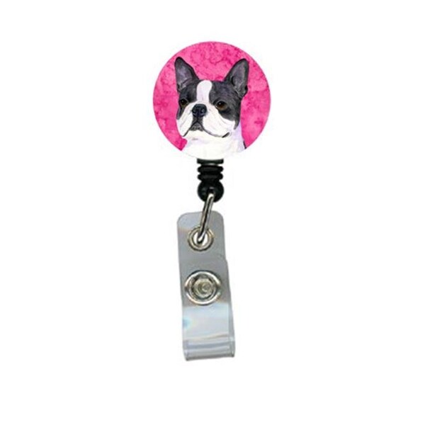 Carolines Treasures Carolines Treasures SS4792-PK-BR Boston Terrier Retractable Badge Reel Or Id Holder With Clip - SS4792-PK-BR