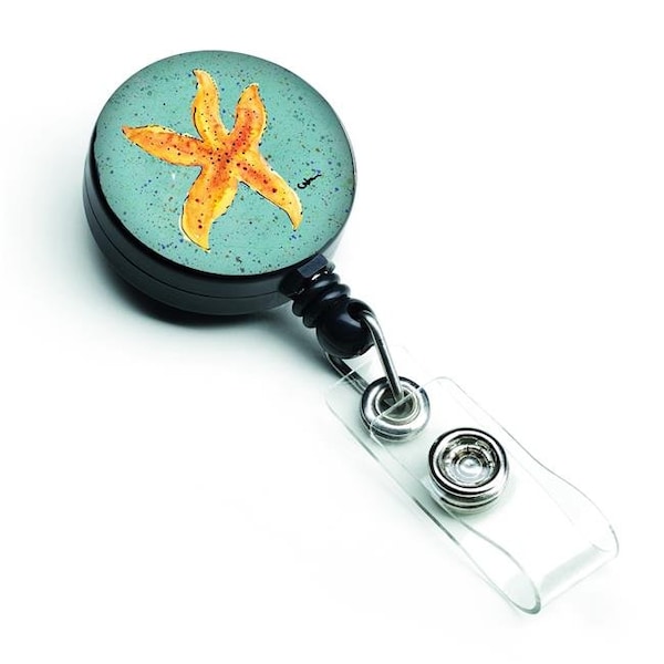 Carolines Treasures Carolines Treasures 8527BR Starfish on Teal Retractable Badge Reel - 8527BR