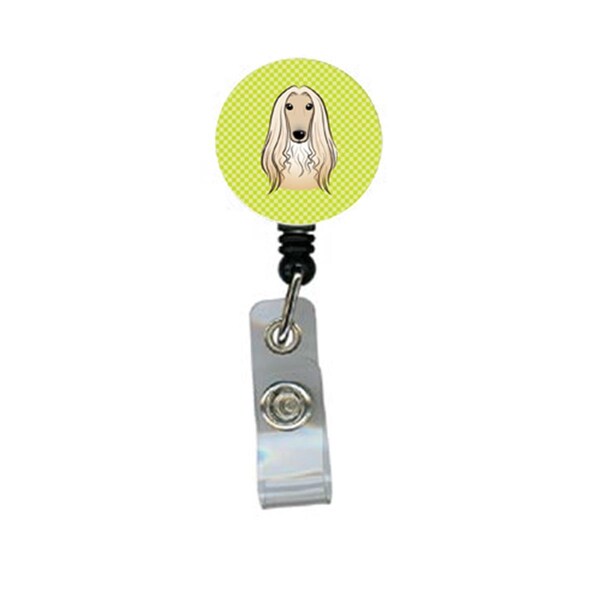 Carolines Treasures Checkerboard Lime Green Afghan Hound Retractable Badge Reel - BB1306BR