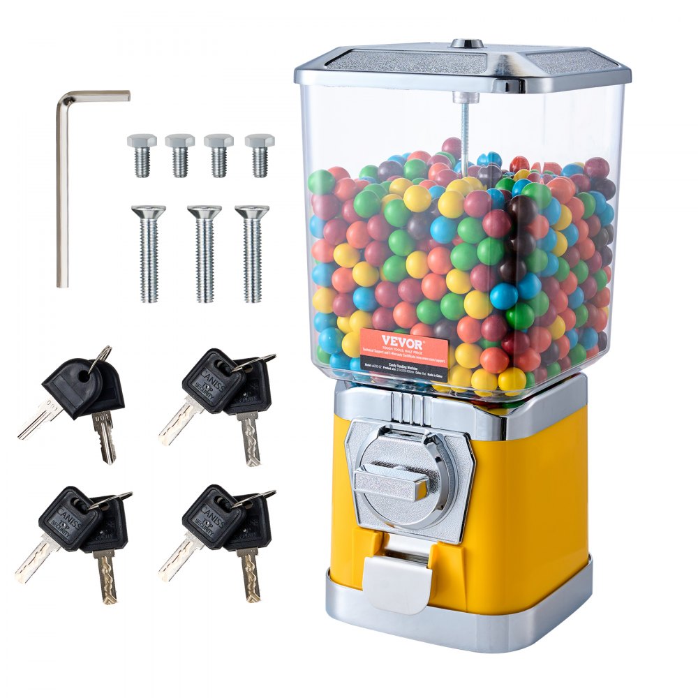 VEVOR 17"H Gumball Machine Vending Coin Bank Vintage Candy Dispenser PC Yellow - TSTGFMJ1FX17SIADXV0