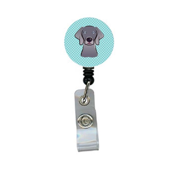 Teacher&Aposs Aid Checkerboard Blue Weimaraner Retractable Badge Reel - TE2922567