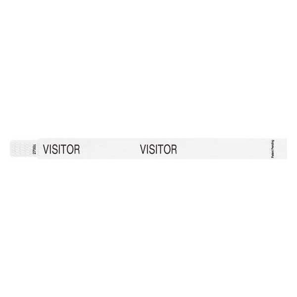 Identiplus ID Wristband, White, 3/4in W, Visitor, PK500 - T3UD-205-09