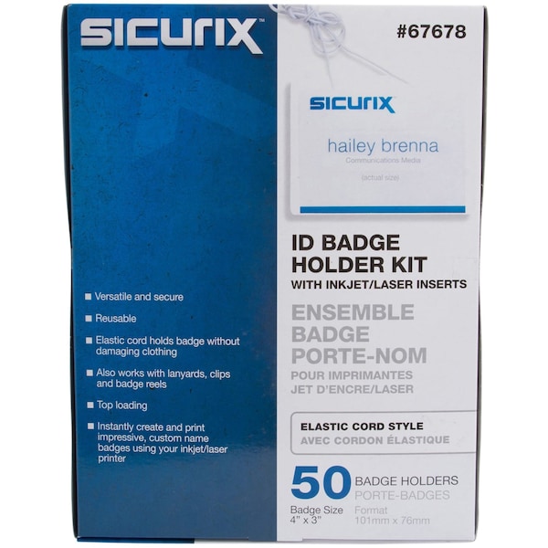 Sicurix ID Badge Holder Kit, Color Clear, PK50 - BAU 67678