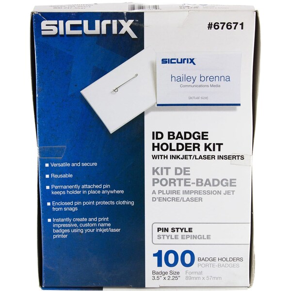 Sicurix ID Badge Holder Kit, Color Clear, PK100 - BAU 67671