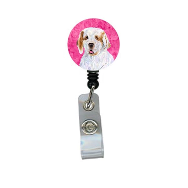 Teachers Aid Clumber Spaniel Retractable Badge Reel Or Id Holder With Clip - TE242081