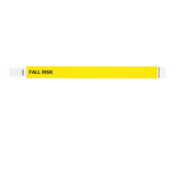Nevs Wristband - Tyvek - Fall Risk 1" x 10" Yellow w/Black - WB-0021