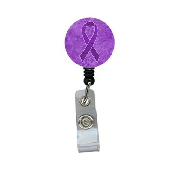 Teacher'S Aid Purple Ribbon for Pancreatic and Leiomyosarcoma Cancer Awareness Retractable Badge Reel - TE55431