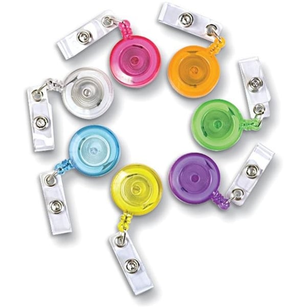 Sicurix SICURIX Translucent ID Badge Reels Round Belt Clip Strap 48 Pack ASSORTED Colors (68850) - 68850