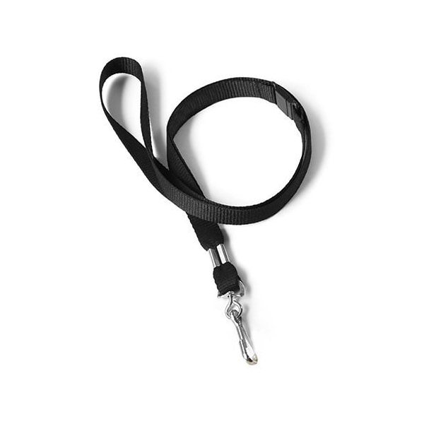 W Box SWIVEL LANYARD BLACK 3/8in POLY W/ HOOK, 25PK - 0E-BHLAN1