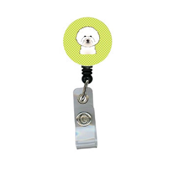 Carolines Treasures Checkerboard Lime Green Bichon Frise Retractable Badge Reel - BB1279BR