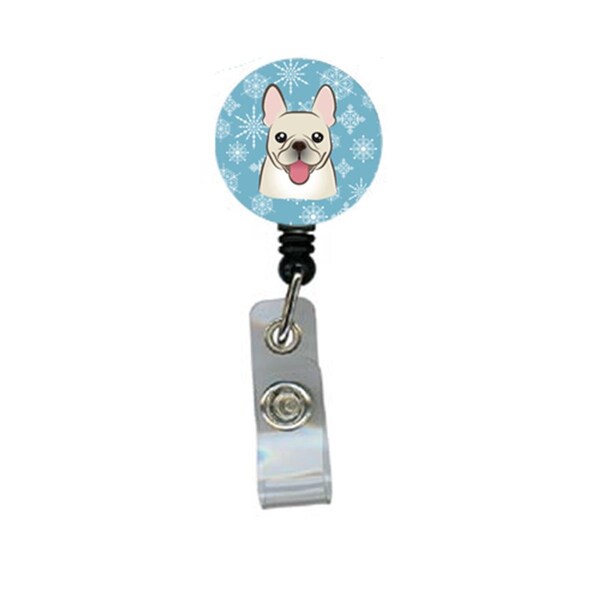 Carolines Treasures Snowflake French Bulldog Retractable Badge Reel - BB1672BR