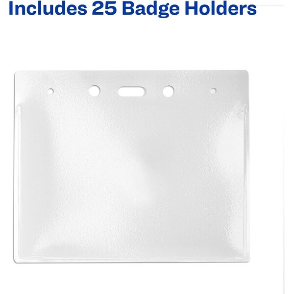Avery Badge Holders, Top Load, Landscape, Pre-Punched, 3"x4", 25/PK - AVE74471
