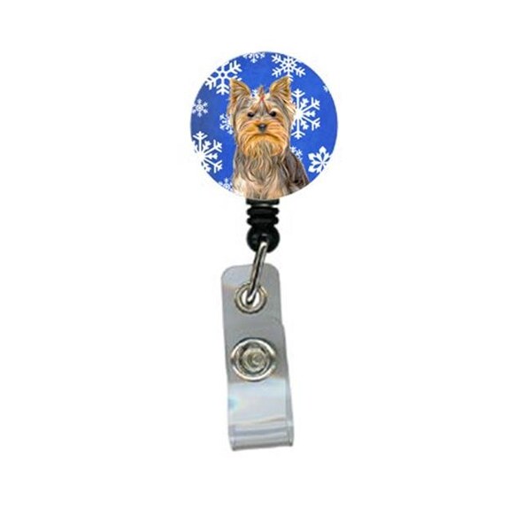 Carolines Treasures Carolines Treasures KJ1177BR Winter Snowflakes Holiday Yorkie And Yorkshire Terrier Retractable Badge Reel - KJ1177BR