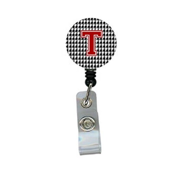 Carolines Treasures Carolines Treasures CJ1021-T-BR Houndstooth Black Initial T Monogram Initial Retractable Badge Reel Or Id Holder With Clip - CJ1021-T-BR